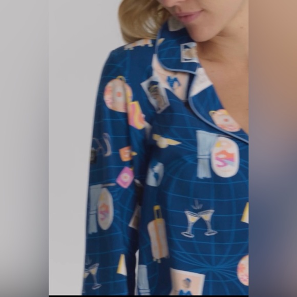 NWT Bedhead Jet Setter Blue Long Sleeve Classic Stretch Jersey PJ Set Sz M & L - Picture 5 of 9